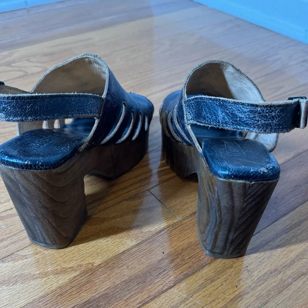 BED|STU Fontella Distressed Black and Brown Platform Sandals 7.5 - Picture 4 of 10